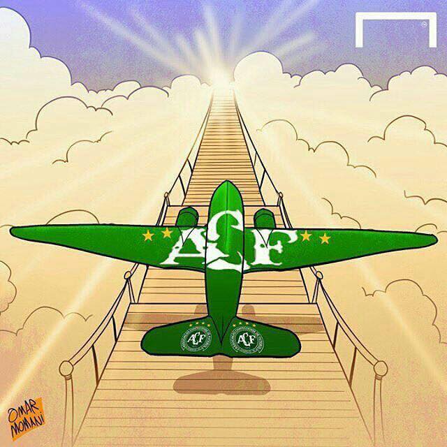 Chapecoense airplane cartoon drawn by Omar Momani